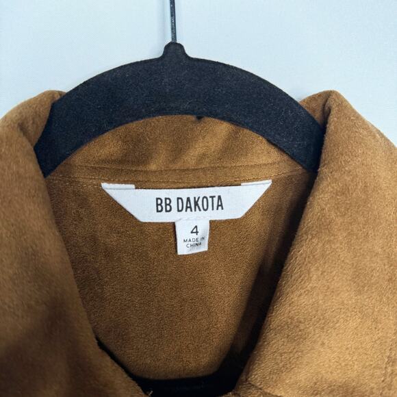 BB Dakota 4 Saddle Brown Faux Suede Heaven Mini Shirt Dress Sleeveless Button - Picture 8 of 12